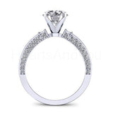 2.1ct Round Cut Moissanite Pave Accented Engagement Ring 14K White Gold Plated