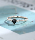 0.3ct Princess Simulated Diamond Trilogy Engagement Ring 14k Rose Gold Plated