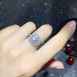 Dual Halo Solitaire Engagement Ring 2ct Round Cut Diamond 14k White Gold Finish