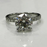 2Ct Round Cut Diamond Solitaire with Accents Engagement Ring 14K White Gold Over