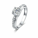 1.7ct Round Diamond Engagement Ring Solitaire with Accents 14k White Gold Finish