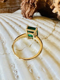 2.2ct Green Emerald Cut Simulated Solitaire Engagement Ring 14k WhiteGold Plated
