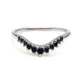 0.3ct Round Cut Black Diamond Wedding Band 14k Rose Gold Over Curved Crown Tiara