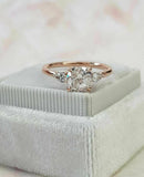 2.5ct Cushion Cut Diamond Pear Accent Trilogy Engagement Ring 14k Rose Gold Over
