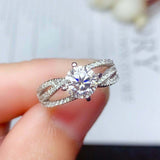 2.2ct Engagement Ring Round Cut Diamond Split Shank 14k White Gold Finish