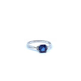 0.2ct Cushion Cut Simulated Sapphire Solitaire Accent Ring 14k White Gold Plated