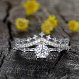 2ct Engagement Ring Round Cut Diamond Princess Crown Design 14k WhiteGold Finish