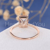 2ct Emerald Cut Simulated Peach Morganite Hidden Halo Ring 14k Rose Gold Plated