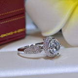3ct Round Cut VVS1D Diamond Halo Unique Engagement Ring 14k White Gold Finish