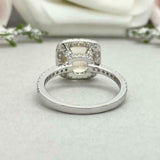 2.2ct Engagement Ring Cushion Cut Peach Morganite Halo 14k White Gold Finish