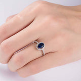 2.2ct Oval Cut Blue Sapphire Engagement Ring Diamond Halo 14k White Gold Finish