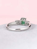 2ct Green Emerald Cut Engagement Ring Solitaire with Accents 14k White Gold Over