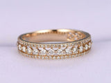 2ct Round Cut Diamond Wedding Band Three Row 3/4th Eternity 14k Yellow Gold Over
