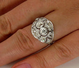 6Ct Round Cut Diamond Edwardian Antique Mesh Cocktail Ring 14K White Gold Finish