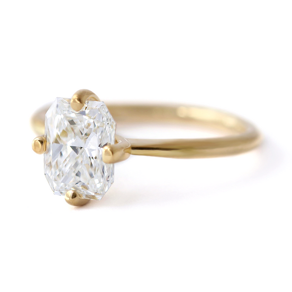 1ct Radiant Cut Diamond Engagement Ring 10k Yellow Gold Finish Solitaire Women