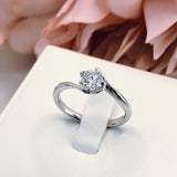 0.5ct Round Cut Moissanite Swirl Solitaire Engagement Ring 14k White Gold Plated