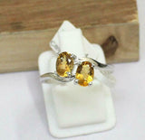 2ct Engagement Ring Oval Cut Citrine Two Stone Solitaire 14k White Gold Finish