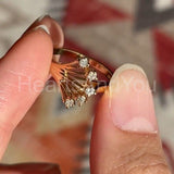 0.1ct Round Cut Moissanite Floral Design Engagement Ring 14k Yellow Gold Plated