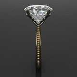 Round Cluster Accents Solitaire Ring 3ct Oval Cut Diamond 14k Yellow Gold Finish