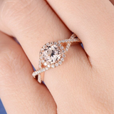 2ct Round Cut Morganite Engagement Ring Split Shank Infinity 14k Rose Gold Over