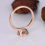 1ct Round Cut Morganite Engagement Ring Bezel Set Solitaire 14k Rose Gold Finish
