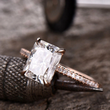 1.7ct Engagement Ring Radiant Cut Diamond Solitaire Accent 14k Rose Gold Finish