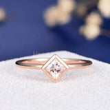 0.5ct Princess Cut Simulated Morganite Solitaire Bezel Ring 14k Rose Gold Plated
