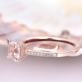 1.5ct Cushion Cut Peach Morganite Solitaire Engagement Ring 14k Rose Gold Finish