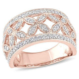 3Ct Round Cut Diamond Floral Milgrain Wide Engagement Ring 14K Rose Gold Finish