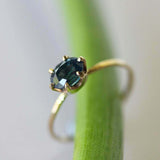 1ct Oval Cut Blue Sapphire Engagement Ring 6 Prong Solitaire 14k YellowGold Over