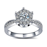 1.5Ct Round Cut Diamond Halo Engagement Ring 14K White Gold Finish with Accents