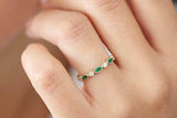 1ct Marquise Green Emerald Half Eternity Anniversary Band 14k Yellow Gold Finish
