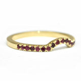 1ct Round Cut Pink Ruby Stackable Curved Crown Wedding Band 14k Yellow Gold Over