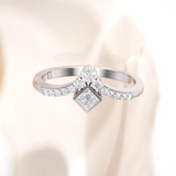 1.6ct Princess Cut Diamond Engagement Ring 14k White Gold Finish Antique Style