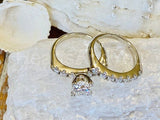 2.1ct Round Cut Moissanite Vintage-Inspired Bridal Set 14k White Gold Plated