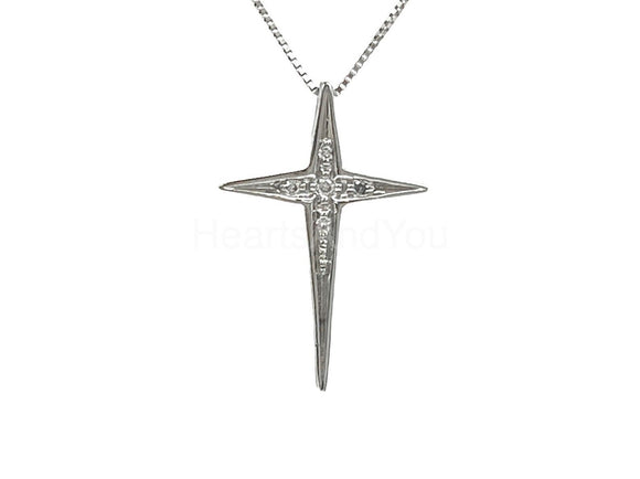 0.12ct Round Cut Moissanite Cross Jesus Minimalist Pendant 14k White Gold Plated