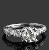 1.32ct Round Diamond Engagement Ring Split Shank Solitaire 14k White Gold Finish