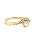0.5ct Round Cut Moissanite Curved Women Engagement Ring 14k Yellow Gold Plated