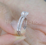 2.1ct Round Cut Moissanite Bridal Set Solitaire with Accent 14k WhiteGold Plated