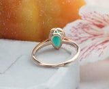 1ct Engagement Ring Pear Cut Green Emerald Solitaire 14k Yellow Gold Finish