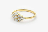 2ct Engagement Ring Marquise Cut Diamond Minimalist Cluster 14k Yellow Gold Over