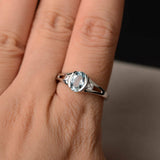 1ct Oval Cut Blue Aquamarine Trilogy Wedding Engagement Ring 18k White Gold Over