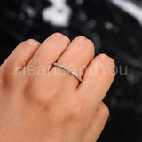 0.15ct Round Cut Moissanite Minimalist Women Wedding Band 14k White Gold Plated
