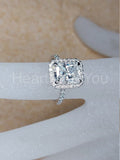 2.2ct Radiant Cut Simulated Diamond Halo Engagement Ring 14k White Gold Plated