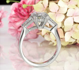 3Ct Oval Baguette Cut Diamond Three Stone Engagement Ring 14K White Gold Finish