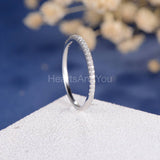 0.3ct Round Cut Moissanite Minimalist Women Wedding Band 14k White Gold Plated