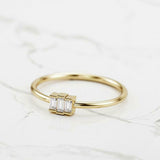 Minimalist Engagement Ring 0.3ct Baguette Cut VVS1D Diamond 14k Yellow Gold Over