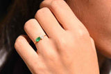 0.5ct Engagement Ring Oval Cut Emerald Teardrop Minimalist 14k YellowGold Finish