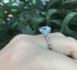 1.2ct Oval Cut Blue Aquamarine Engagement Ring Solitaire 14k White Gold Finish