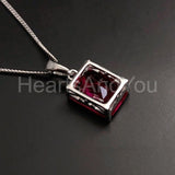 1ct Radiant Simulated Pink Ruby Solitaire Pendant 14k White Gold Plated NO CHAIN